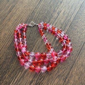 Zara Pink and Red Beaded Necklace